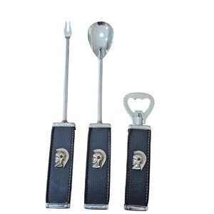 Mid Century Barware Set Black Trojan Spartan Bar Tools 3pc Set MCM Retro Mad Men